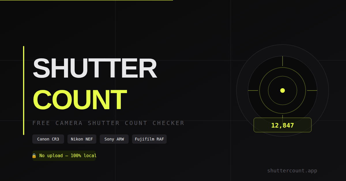 Shutter Count Checker — Free Online Tool for Canon, Nikon, Sony ...